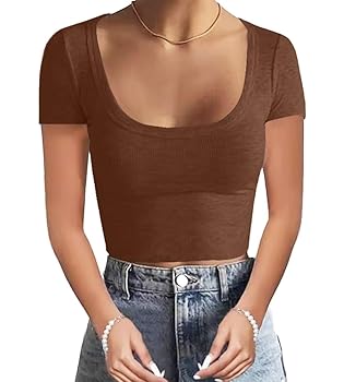 WAYMAKER Women's Casual Short Sleeve Square Neck Summer Tops